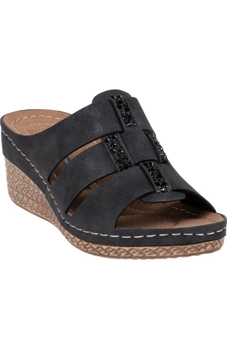 GOOD CHOICE NEW YORK Monte Wedge Sandal, Main, color, Black