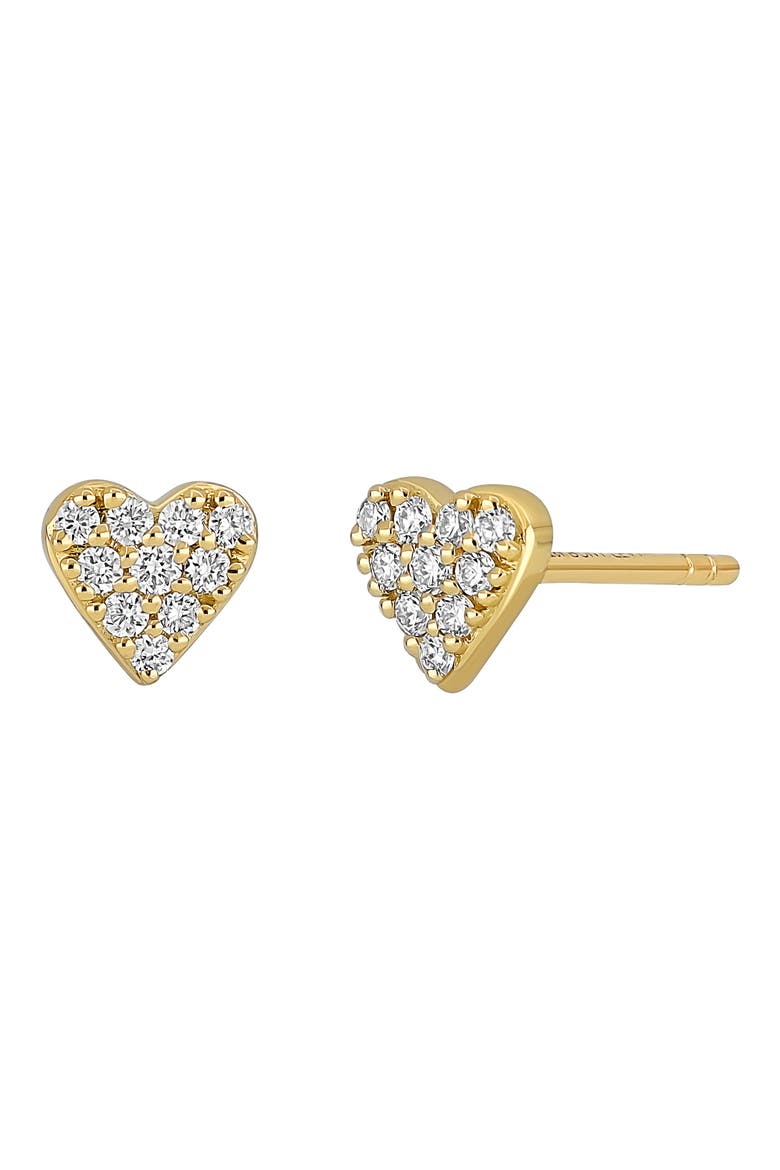 Mika Heart Diamond Stud Earrings (Nordstrom Exclusive), Main, color, 18KY 20RD0.135