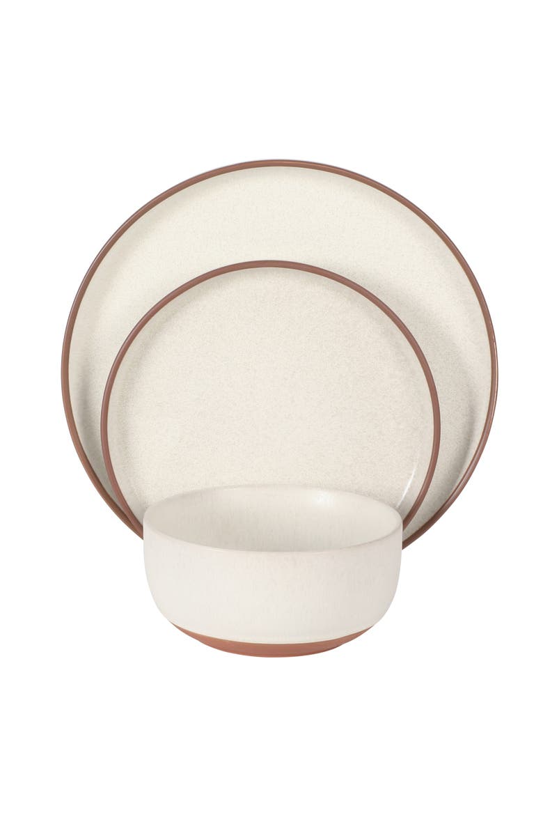 Abbey Circle 12-Piece Reactive Matte Glaze Stoneware Dinnerware Set, Alternate, color, White