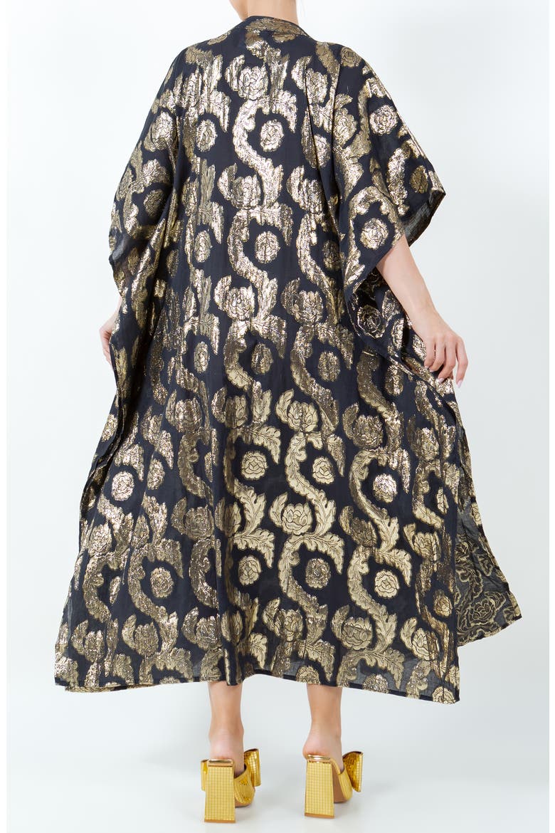 Palm Springs Caftan Maxi Dress, Alternate, color, BLACK GOLD