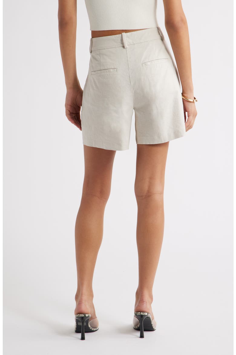 Everyday Pleated Linen Blend Shorts, Alternate, color, GREY MOONBEAM