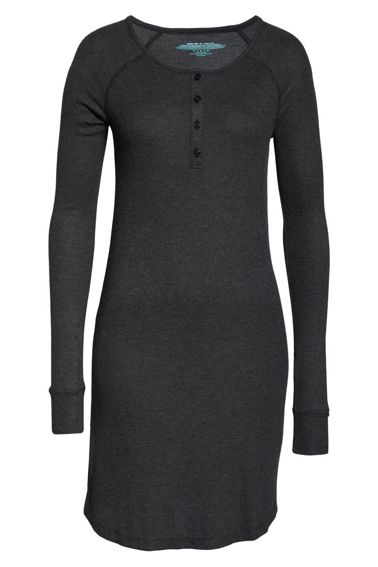 Henley Sleep Dress, Alternate, color, CHARCOAL HEATHER