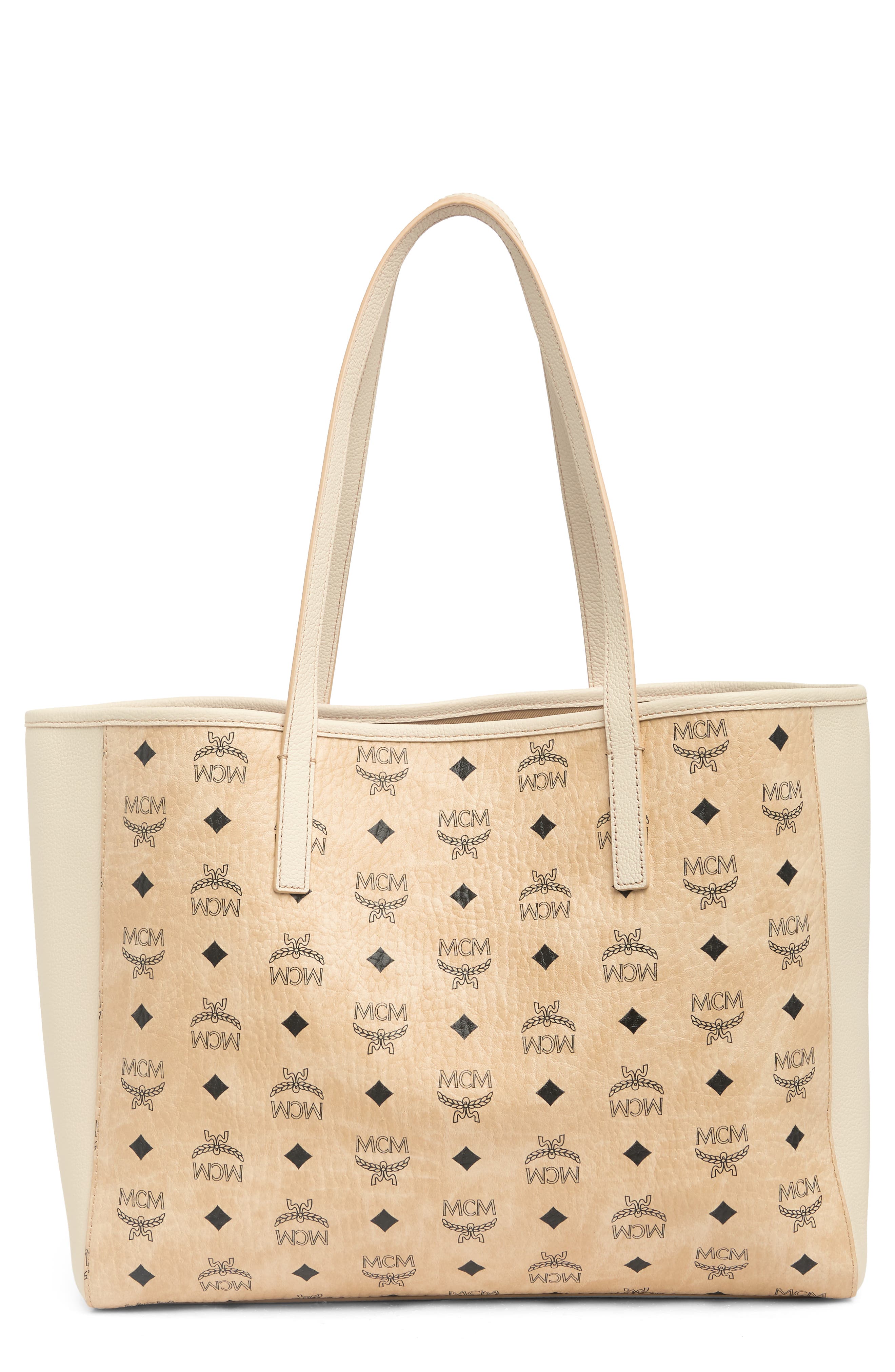 MCM Medium Leather Shopper, Main, color, 