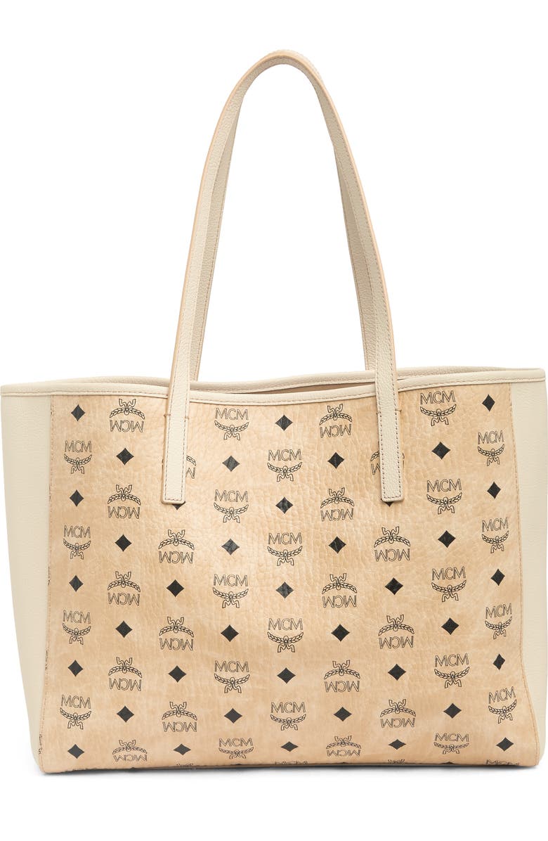 MCM Medium Leather Shopper, Main, color,
