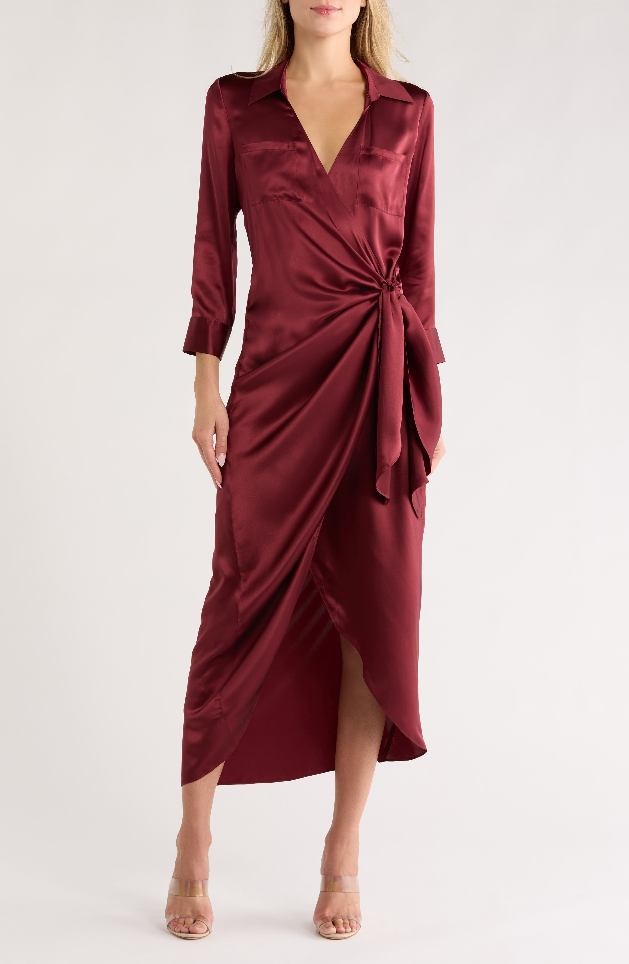 L'AGENCE Kadi Long Silk Wrap Dress