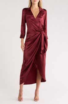 L'AGENCE Kadi Long Silk Wrap Dress