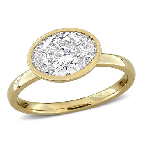 Lab Grown Diamond Oval Solitaire Ring 14k Gold