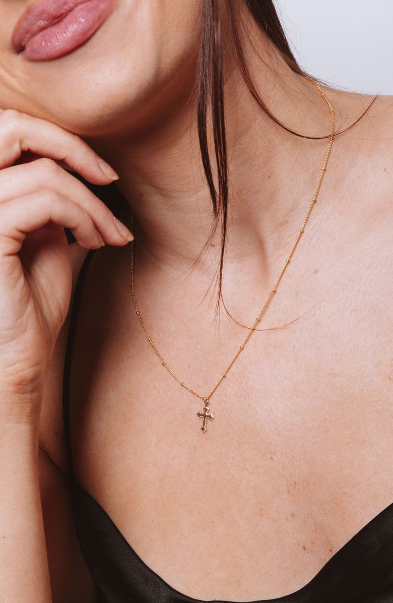 Set & Stones Archie Cross Pendant Necklace, Alternate, color, Gold