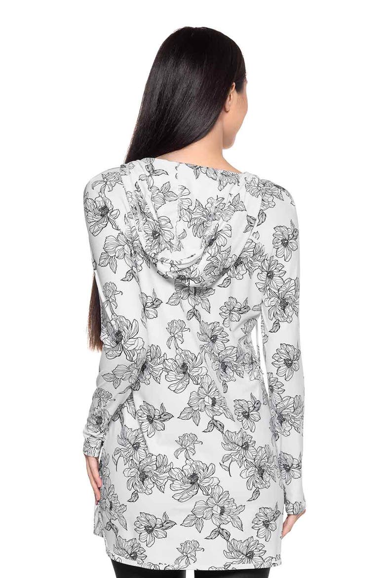 Seacoast Hooded Cover-Up Dress, UPF 50+ Sun Protection, Alternate, color, White/Black Perfect Peony