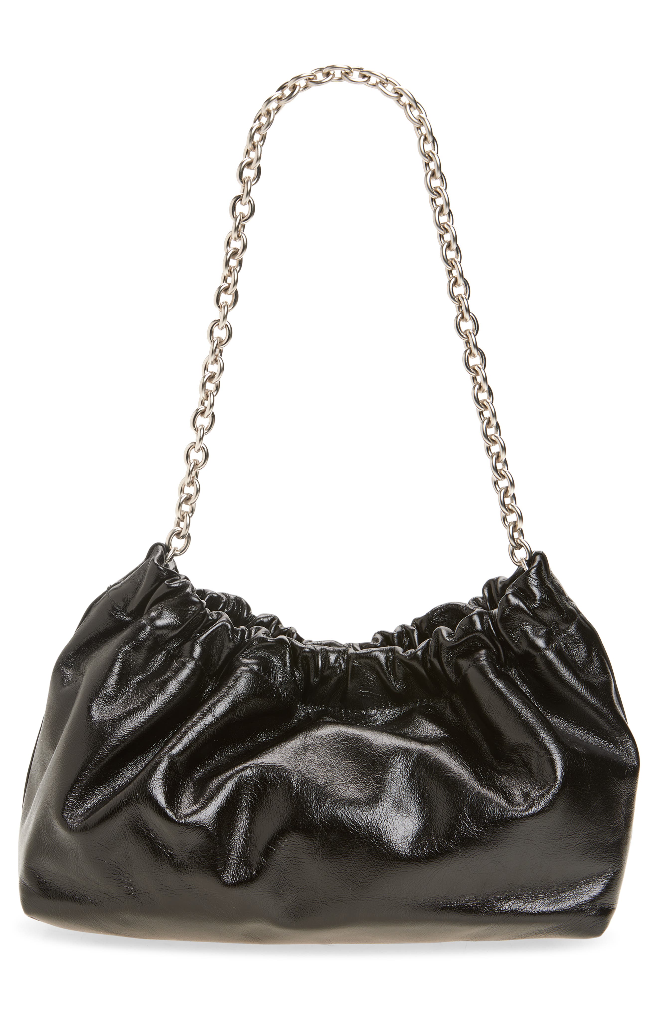 Reformation Dahlia Leather Shoulder Bag, Alternate, color, Black Leather