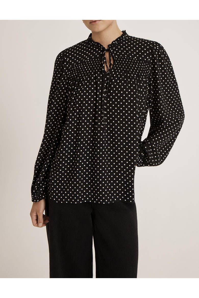 Kiya Polka Dot Tie Neck Blouse, Alternate, color, Black Spot