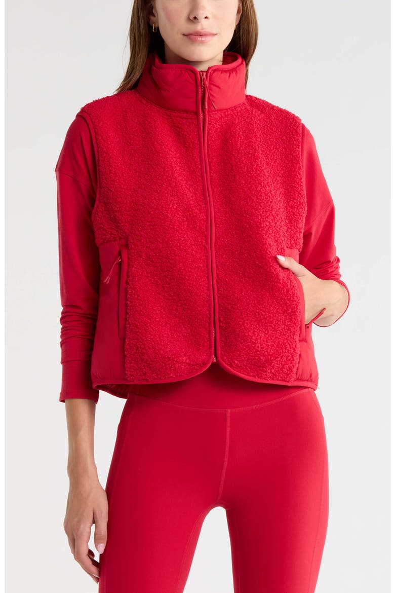 Summit Faux Shearling Hybrid Vest, Alternate, color, RED JESTER