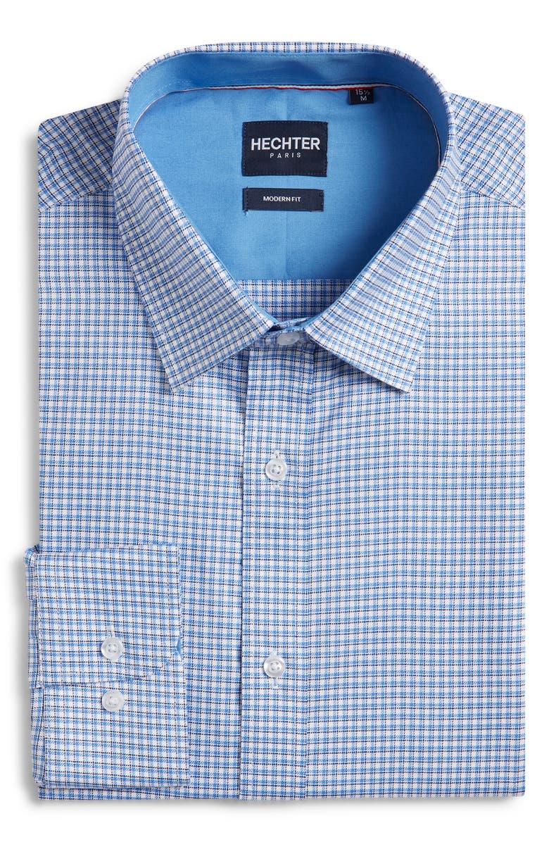 DANIEL HECHTER Trim Fit Check Cotton Dress Shirt, Alternate, color, 