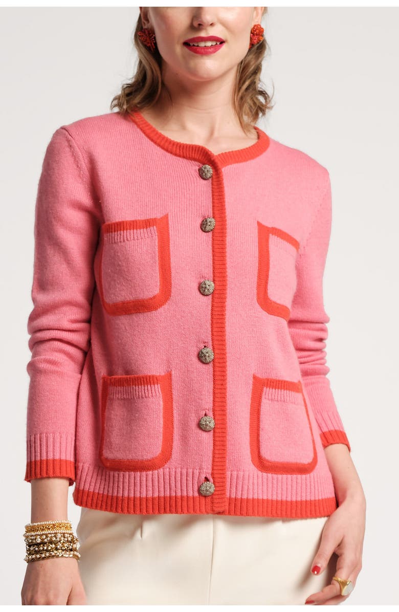 Frances Valentine Pierre Cardigan Colorblock Merino Wool Blend, Main, color, 