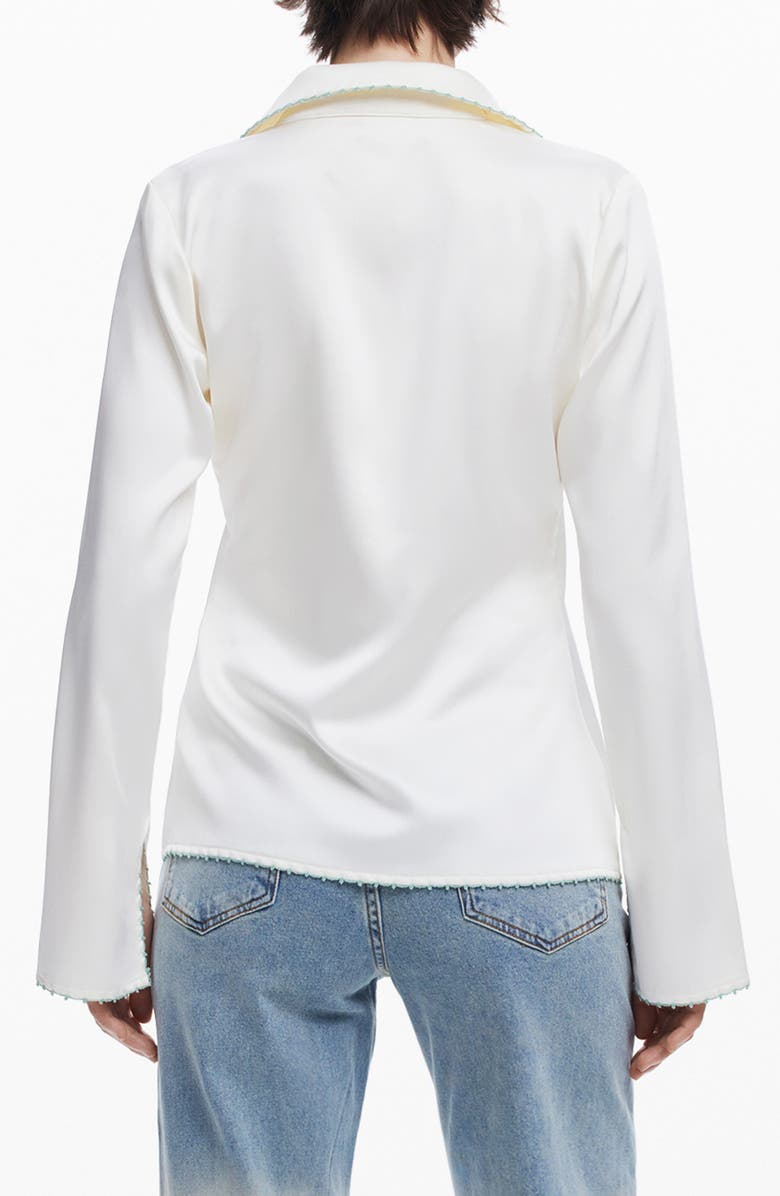 Desigual Tie Front Shirt, Alternate, color, Off White