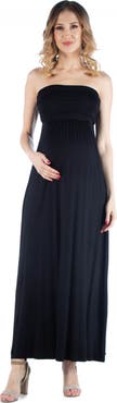24seven Comfort Apparel Maternity Sleeveless Empire Waist Maxi Dress