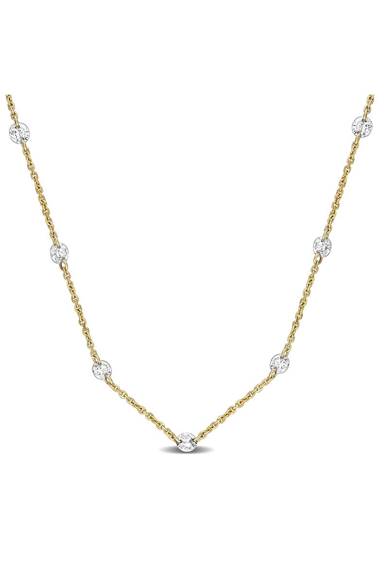 3/4 CTW Lab-Grown Diamond Station Necklace 14K, Main, color, Yellow Gold
