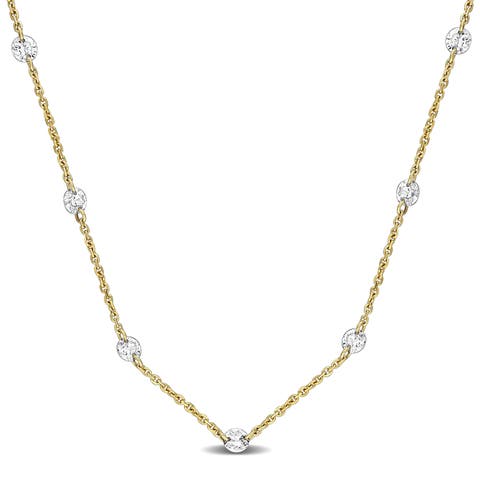3/4 CTW Lab-Grown Diamond Station Necklace 14K