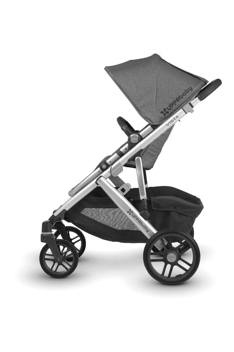 2018 VISTA Aluminum Frame Convertible Complete Stroller with Leather Trim, Alternate, color, CHARCOAL MELANGE/BLACK LEATHER