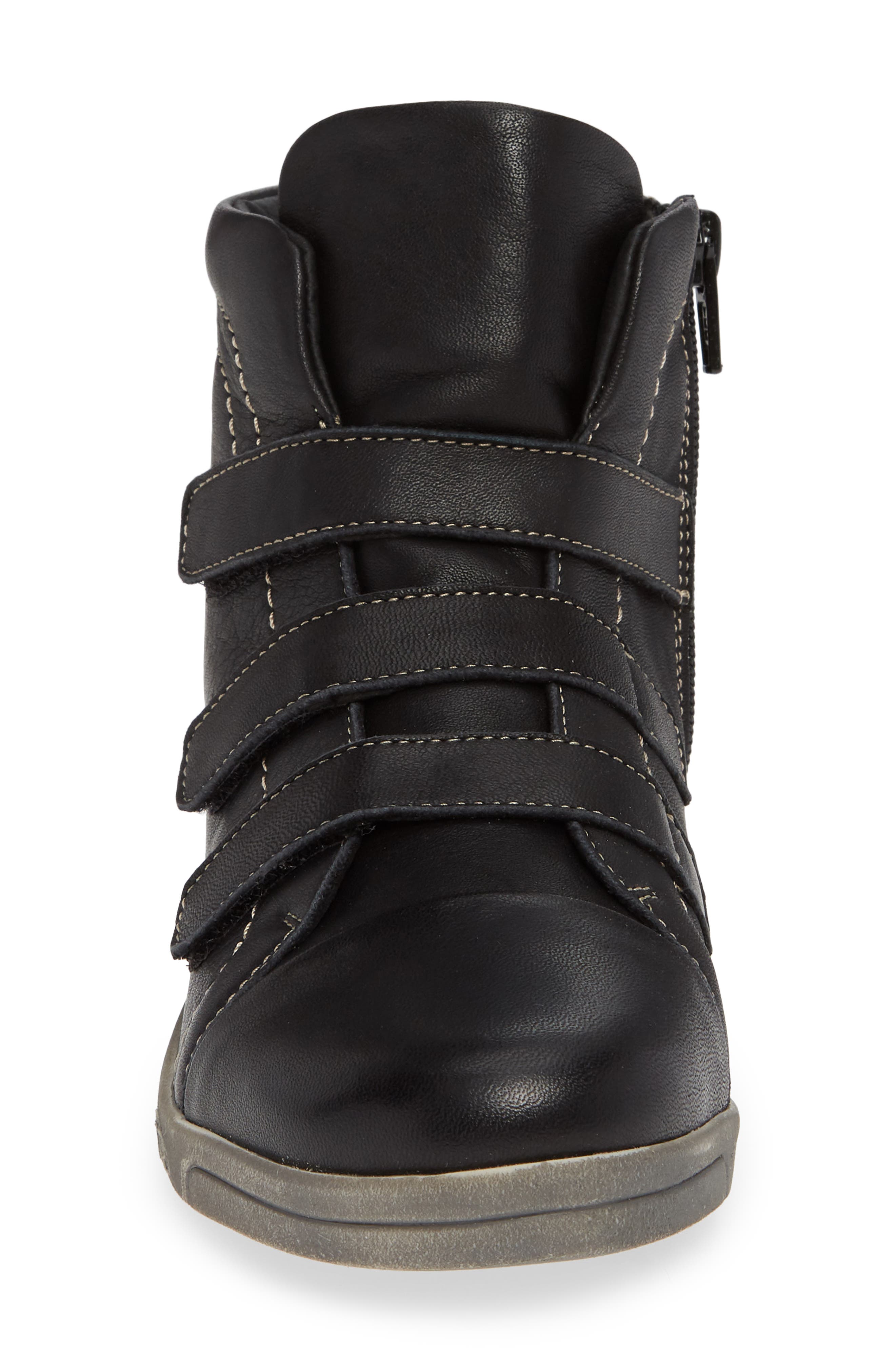 High Top Sneaker, Alternate, color, BLACK LEATHER