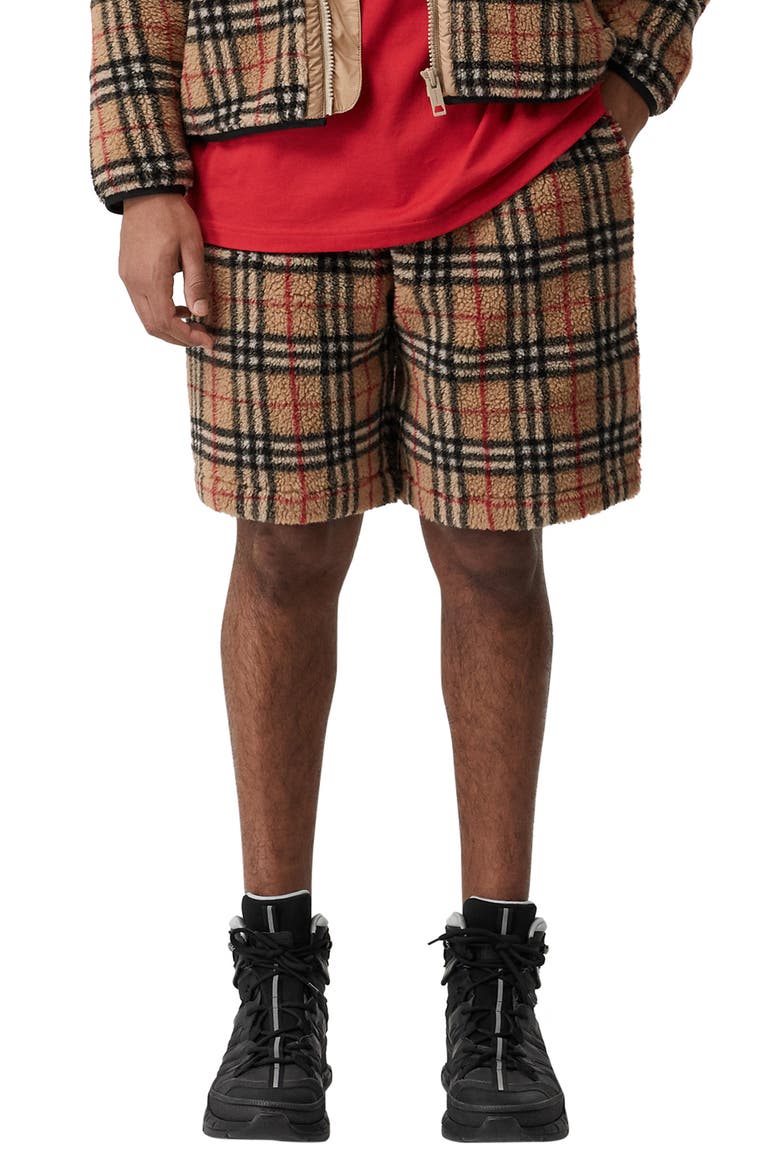 Keaton Check Fleece Shorts, Main, color, ARCHIVE BEIGE IP CHECK