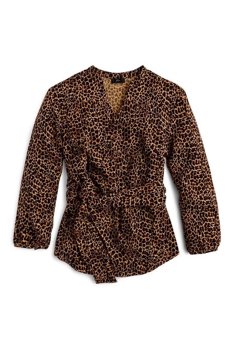 Sara Drapey Leopard Print Wrap Top, Alternate, color, BLACK TAN
