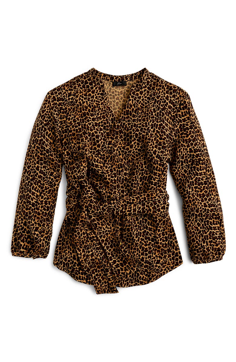J.Crew Sara Drapey Leopard Print Wrap Top, Alternate, color, 