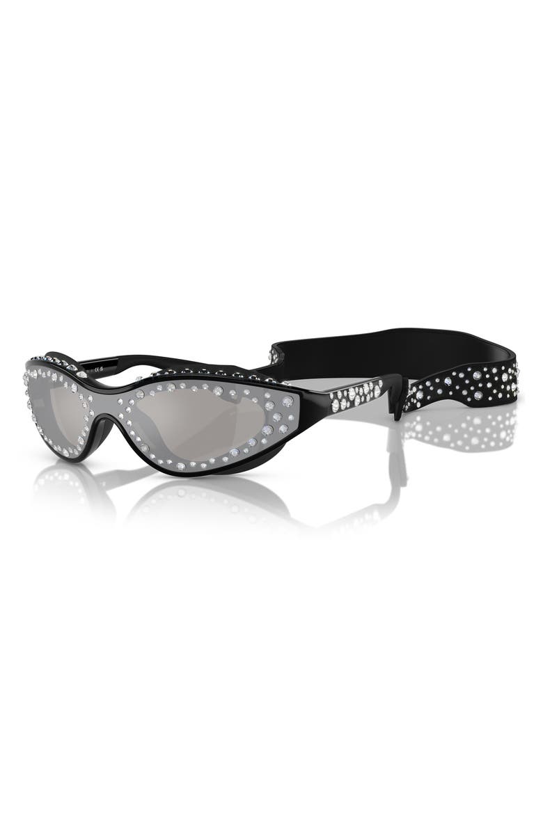 Swarovski 42mm Wraparound Sunglasses with Strap, Alternate, color, 