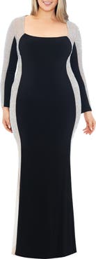 Xscape Evenings Beaded Long Sleeve Gown