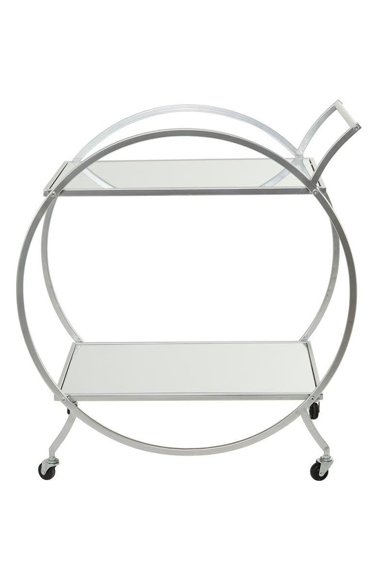VIVIAN LUNE HOME Silvertone Metal Contemporary Bar Cart with Wheels ...