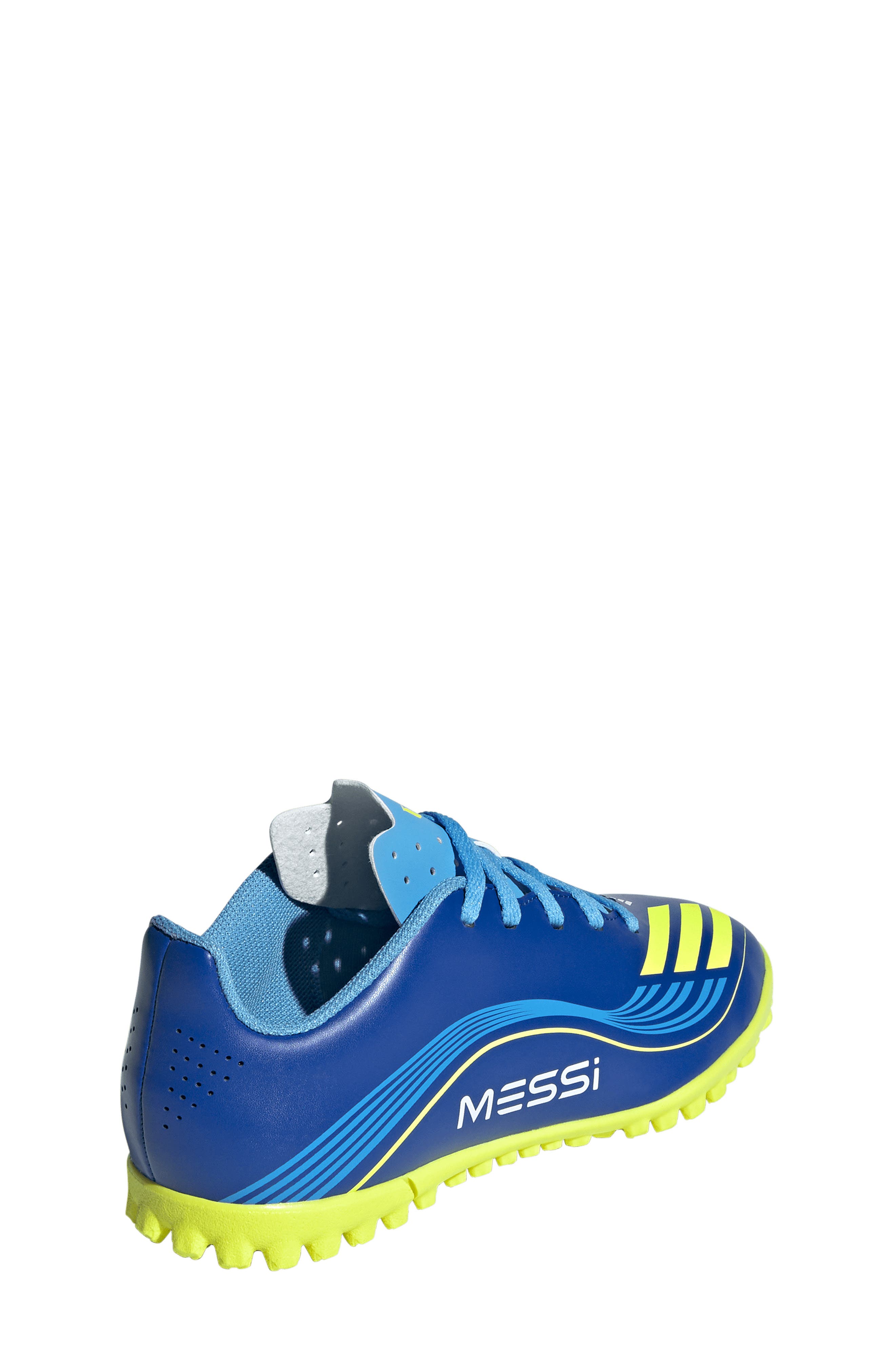 adidas Kids' F50 Messi Club Turf Soccer Shoe, Alternate, color, Team Royal Blue