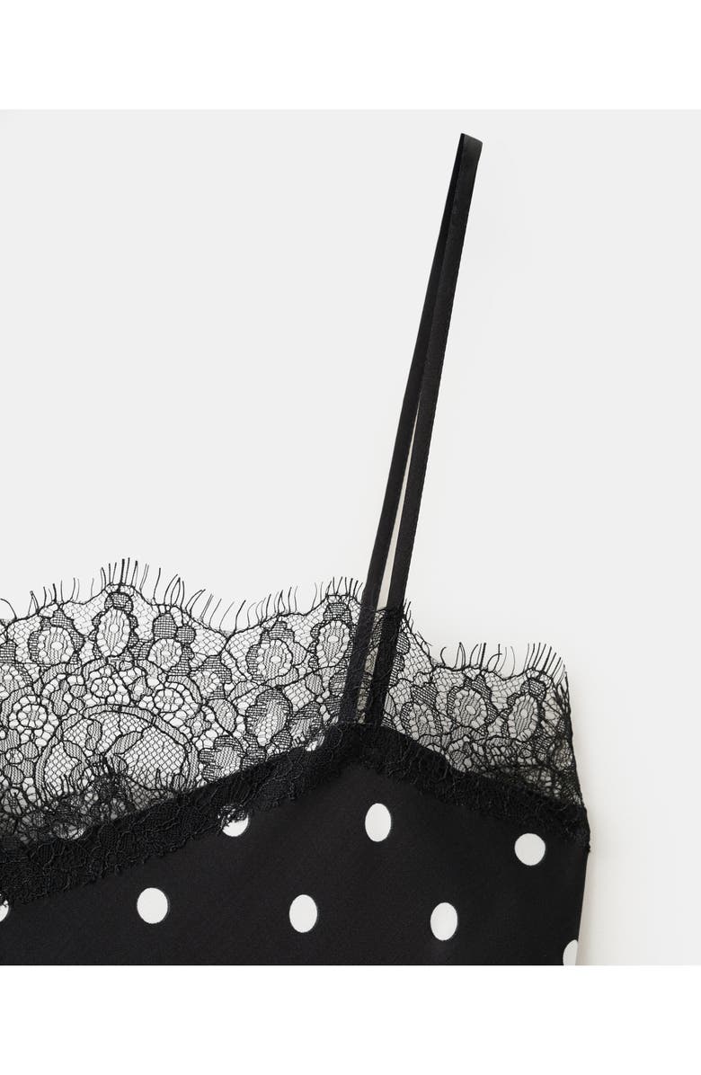 MANGO Polka Dot Longline Tunic, Alternate, color, Black