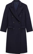 Theory Peak Lapel Double Breasted Wool Blend Coat
