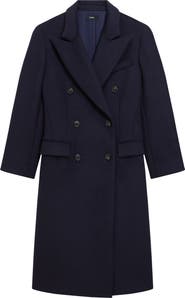 Theory Peak Lapel Double Breasted Wool Blend Coat