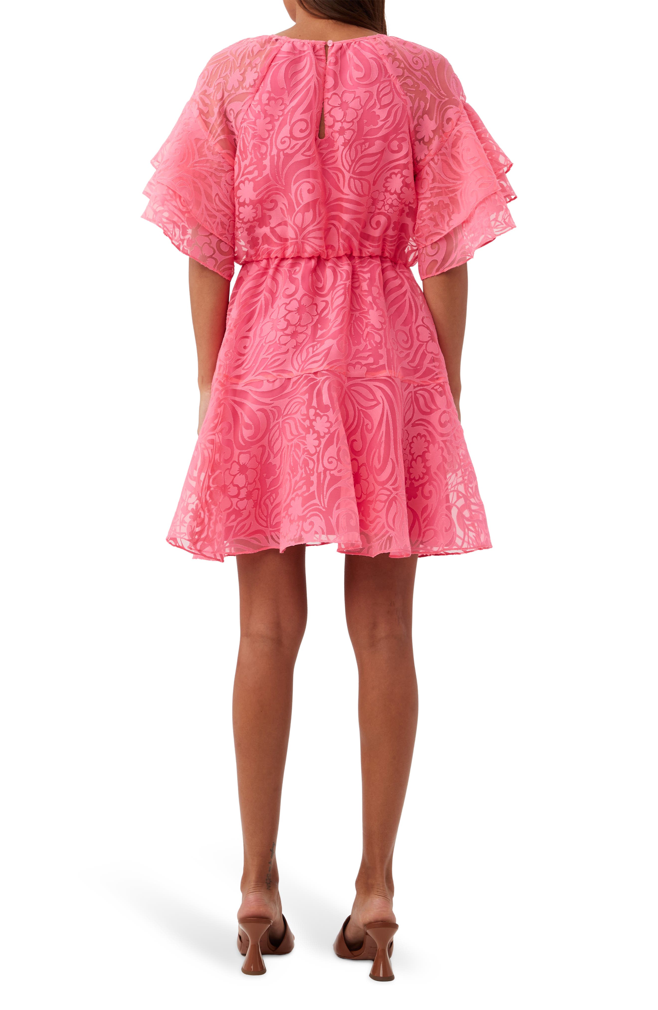 Ferry Flutter Sleeve Burnout Dress - image 2