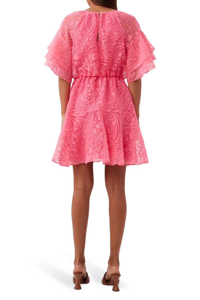 Ferry Flutter Sleeve Burnout Dress, Alternate, color, PAPILLON PINK