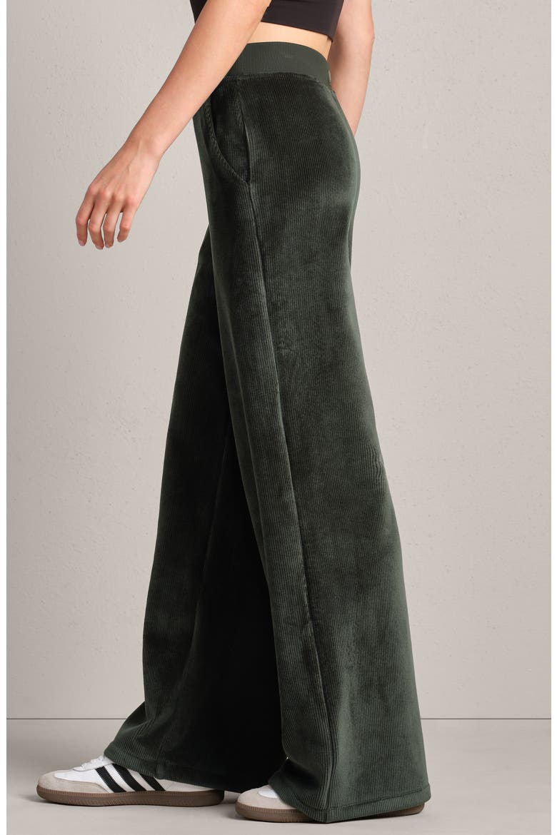Corduroy Wide Leg Pants, Alternate, color, DARK MOSS
