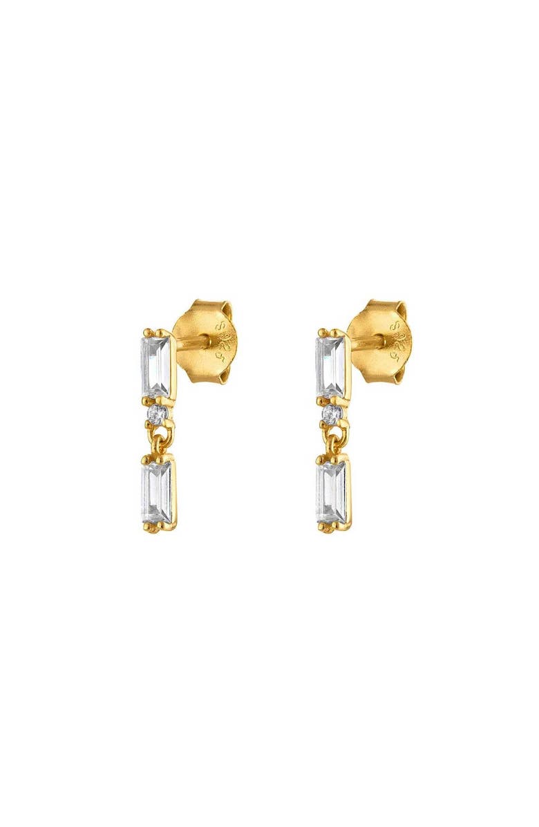 Outofoffice Pave Double Baguette Gold Drop Earrings, Main, color, Gold