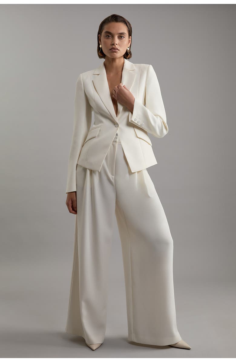 Karen Millen Crepe Blazer Jacket, Alternate, color, Ivory