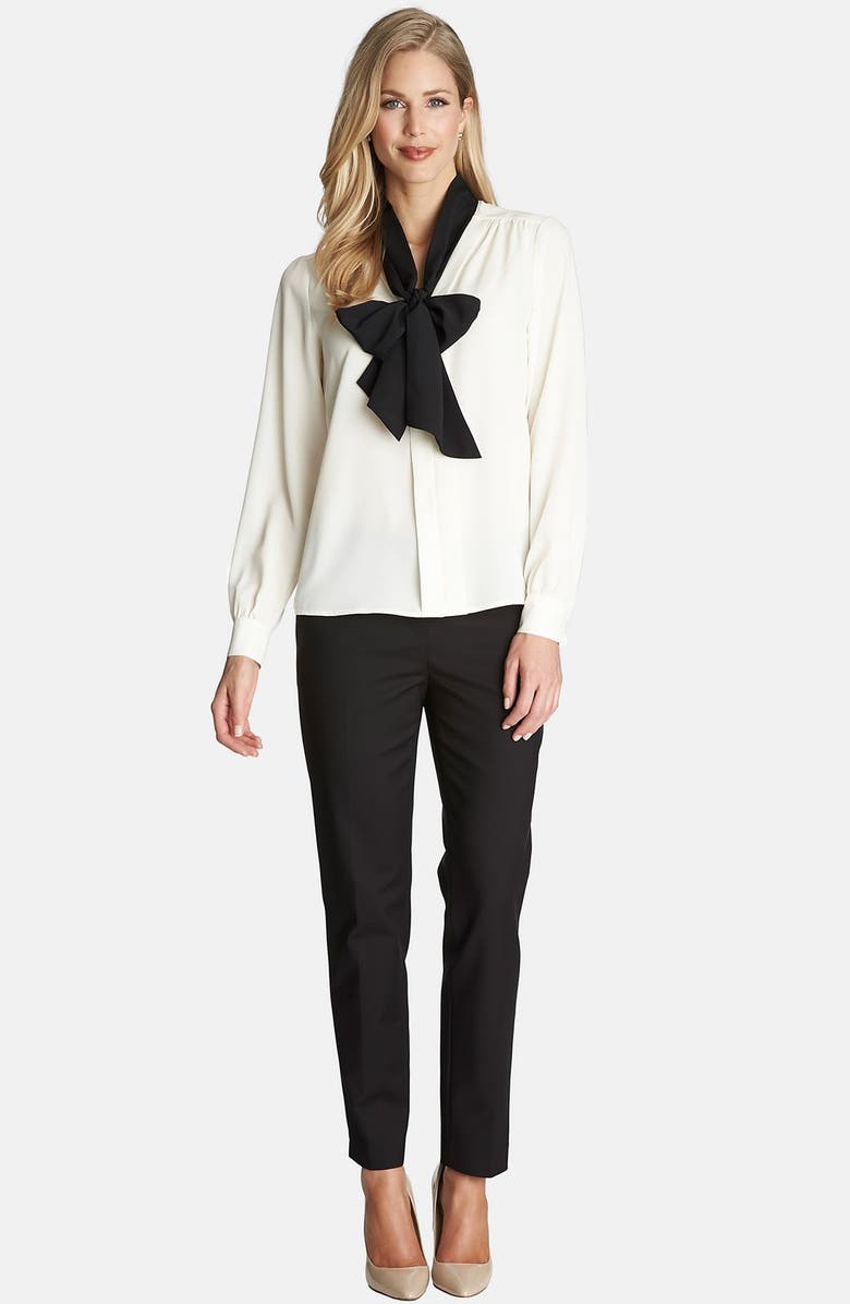 CeCe by Cynthia Steffe Contrast Bow Neck Blouse, Alternate, color,
