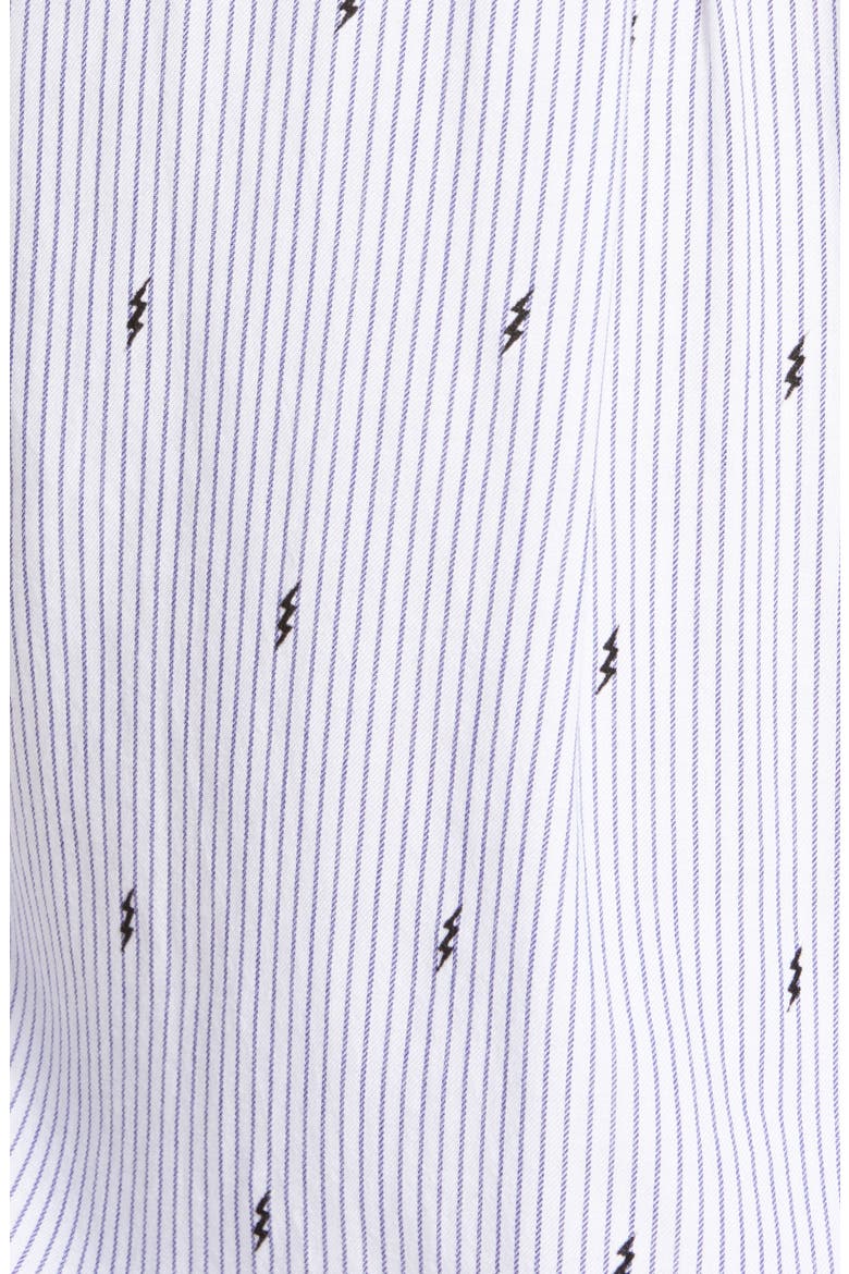 Clara Pajamas, Alternate, color, FLOCKED LIGHTNING PINSTRIPE
