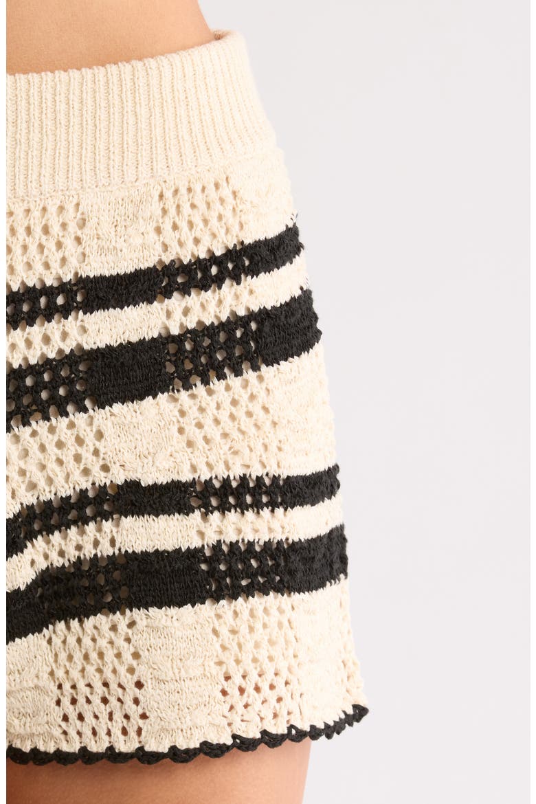 Flowy Cotton Blend Cover-Up Shorts, Alternate, color, NATURAL/ BLACK STRIPE
