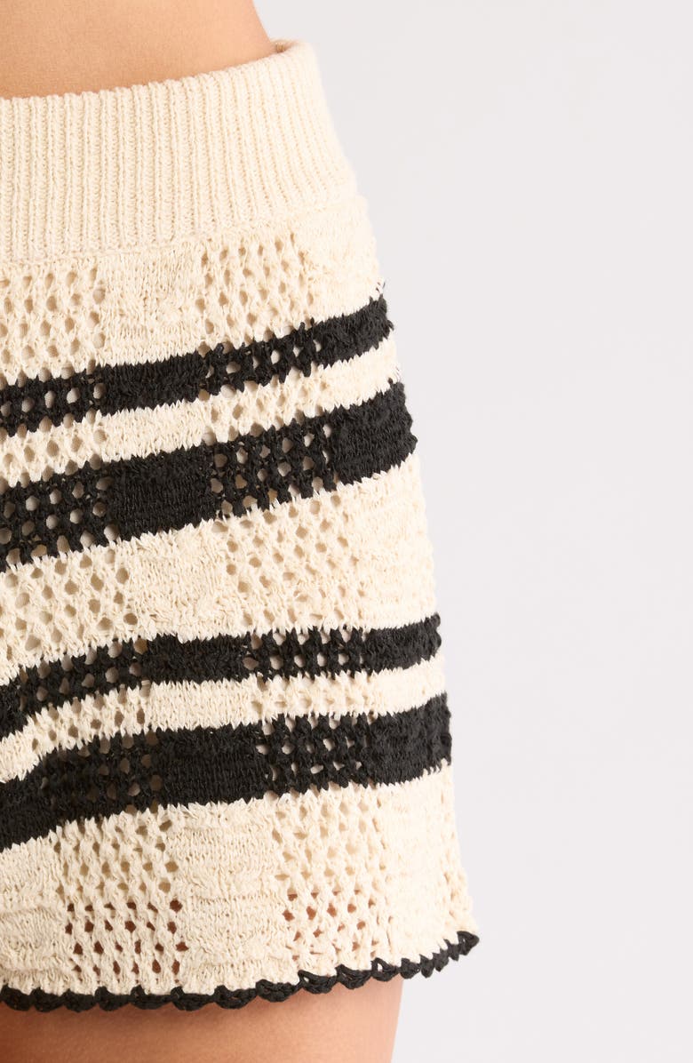 Elan Flowy Cotton Blend Cover-Up Shorts, Alternate, color, Natural/ Black Stripe