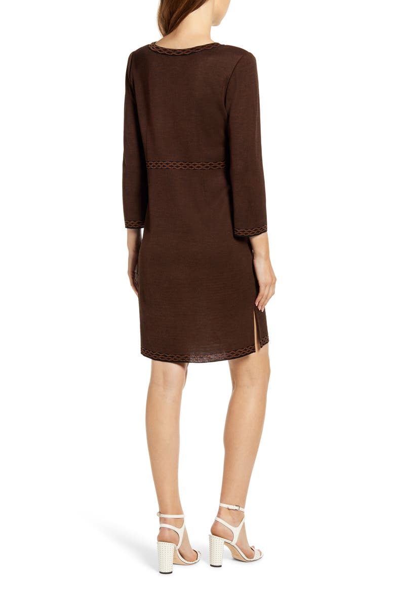 Knit Sheath Dress, Alternate, color, COGNAC/ BLACK