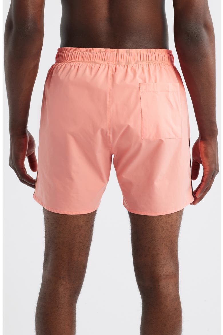 Iconic Side Stripe Swim Trunks, Alternate, color, CORAL PINK