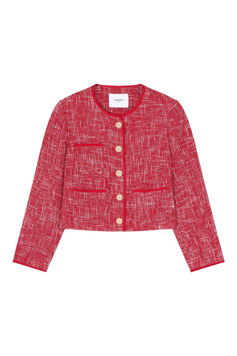 Alexa Tweed Jacket, Alternate, color, RED