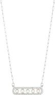 Adornia Pavé Faux Pearl Bar Pendant Necklace