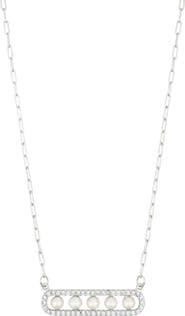 Adornia Pavé Faux Pearl Bar Pendant Necklace