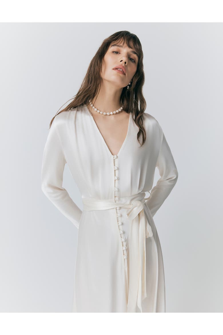 Meryl Satin Midi Dress, Alternate, color, Ivory