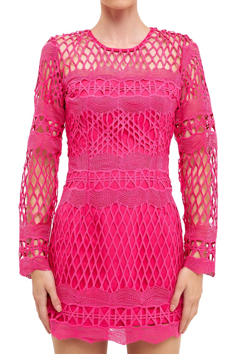 Long Sleeve Body-Con Minidress, Alternate, color, FUCHSIA